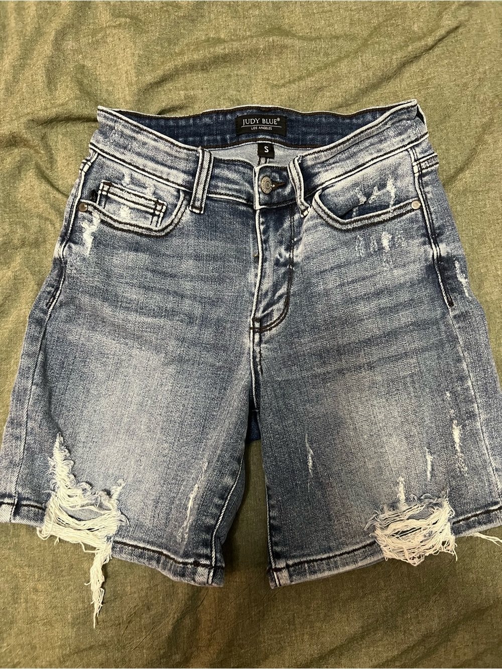 Judy Blue Faded Light Blue Distressed Bermuda Shorts